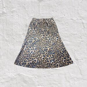 Lulus Skirt Women's S Leopard Print Midi Maxi Brown Blue Tan Animal Print Fall